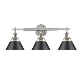 Golden Lighting Orwell PW 3-light Pewter Bath Vanity with Black Shade