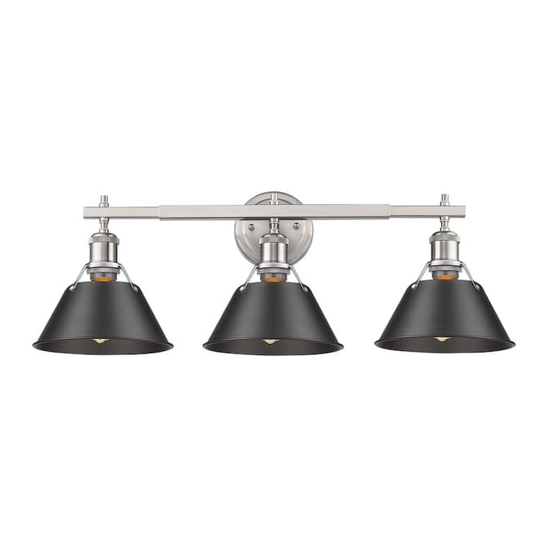 Golden Lighting Orwell PW 3-light Pewter Bath Vanity with Black Shade