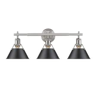 Golden Lighting Orwell PW 3-light Pewter Bath Vanity with Black Shade