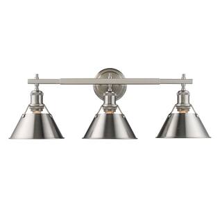 Golden Lighting Orwell PW Pewter-finished Steel 3-light Bath Vanity Fixture - Pewter with Pewter