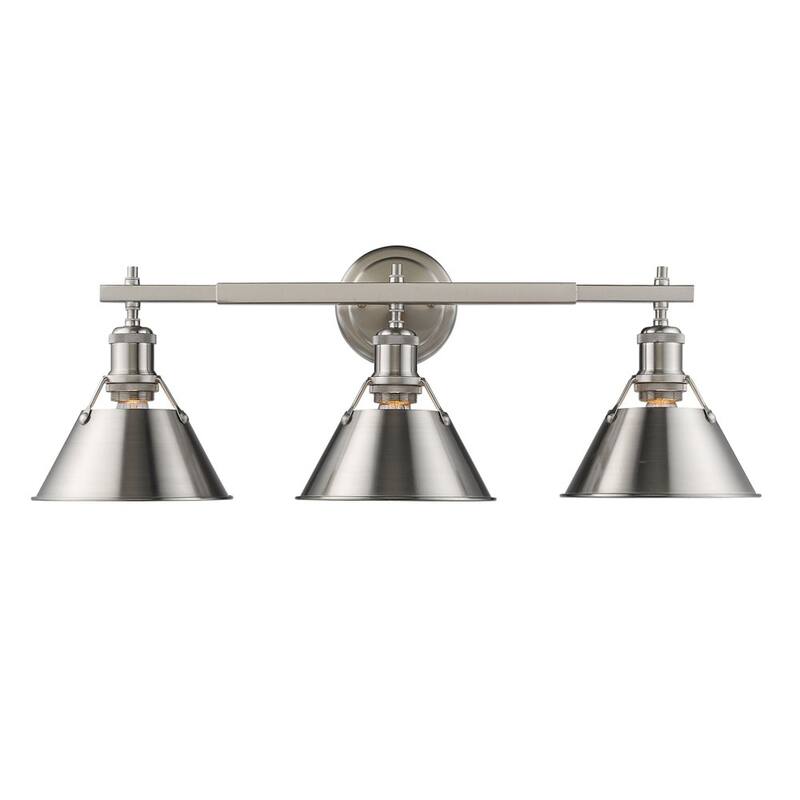 Golden Lighting Orwell PW Pewter-finished Steel 3-light Bath Vanity Fixture - Pewter with Pewter