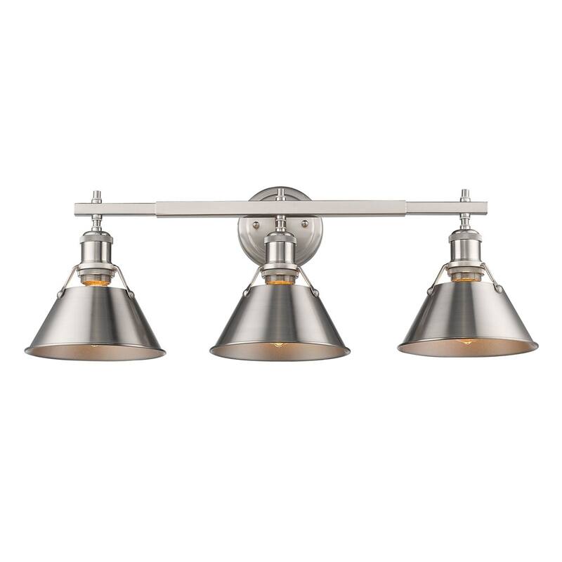 Golden Lighting Orwell PW Pewter-finished Steel 3-light Bath Vanity Fixture - Pewter with Pewter