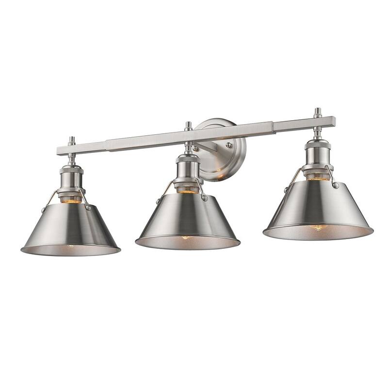 Golden Lighting Orwell PW Pewter-finished Steel 3-light Bath Vanity Fixture - Pewter with Pewter