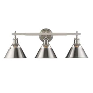Golden Lighting Orwell PW Pewter-finished Steel 3-light Bath Vanity Fixture - Pewter with Pewter