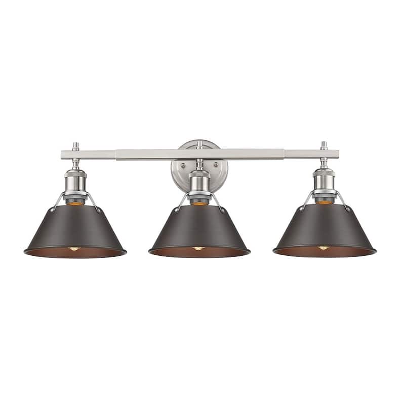 Golden Lighting Orwell PW Rubbed Bronze Shade and Pewter Steel 3-light Bath Vanity Light