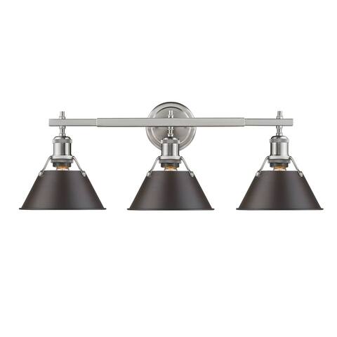 Golden Lighting Orwell PW Rubbed Bronze Shade and Pewter Steel 3-light Bath Vanity Light