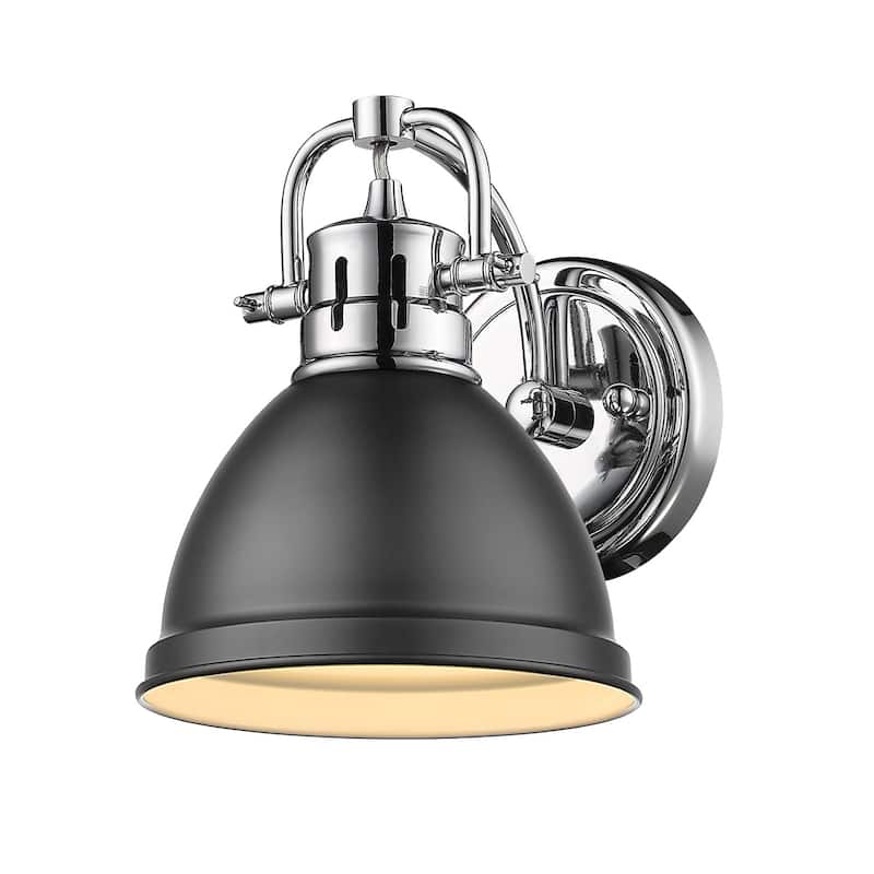 Golden Lighting Duncan Aged Brass Steel 1-light Bath Vanity Light - chrome with matte black shade