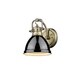 preview thumbnail 3 of 1, Golden Lighting Duncan Aged Brass Finish Steel Black Shade 1-light Bath Vanity Fixture