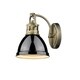 preview thumbnail 1 of 1, Golden Lighting Duncan Aged Brass Finish Steel Black Shade 1-light Bath Vanity Fixture