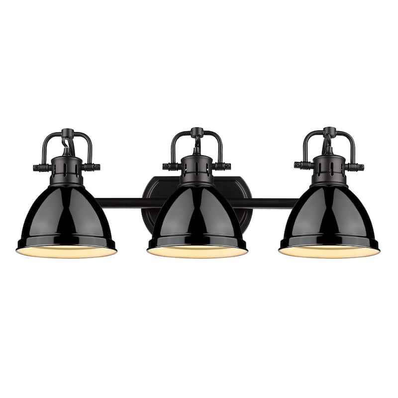 Golden Lighting Duncan 3-light Bath Vanity Fixture - black with black shades