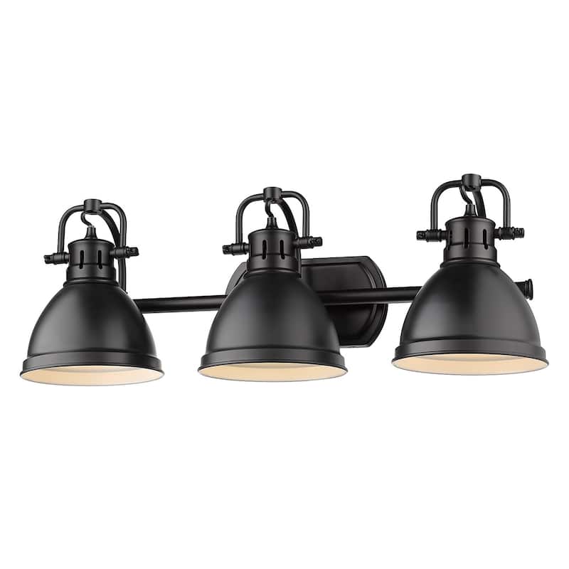 Golden Lighting Duncan 3-light Bath Vanity Fixture - black with matte black shades