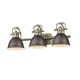preview thumbnail 1 of 2, Golden Lighting Duncan Aged Brass Finish Steel Rubbed Bronze Shades 3-light Bath Vanity Fixture