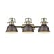 preview thumbnail 3 of 2, Golden Lighting Duncan Aged Brass Finish Steel Rubbed Bronze Shades 3-light Bath Vanity Fixture