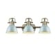 preview thumbnail 3 of 2, Golden Lighting Duncan Brass 3-light Bath Vanity with Seafoam Shades