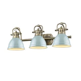 Golden Lighting Duncan Brass 3-light Bath Vanity with Seafoam Shades