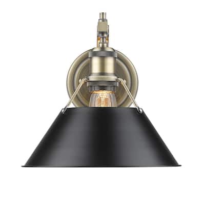 Golden Lighting Orwell Aged Brass 1-light Wall Sconce with Black Shade