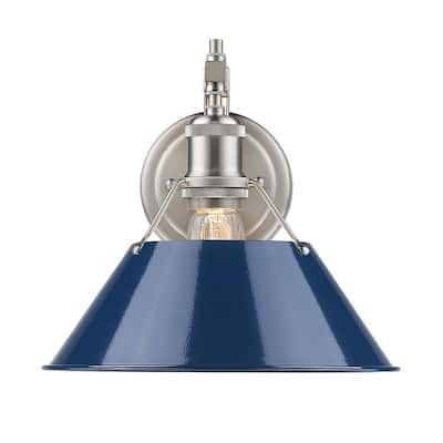 Golden Lighting Orwell PW Pewter Navy Blue Shade Steel 1-light Wall Sconce