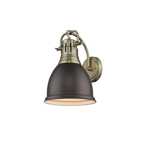 Shop Golden Lighting Duncan Aged Brass 1-light Wall Sconce ... Shop Golden Lighting Duncan Aged Brass 1-light Wall Sconce ... on Aged Brass Wall Sconce id=47706