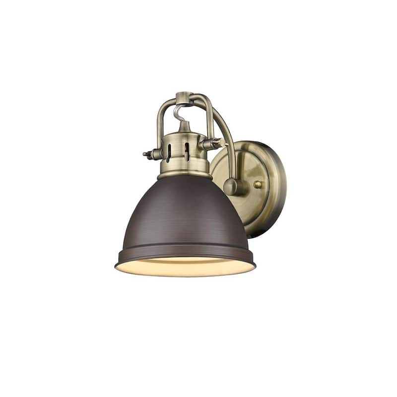 Golden Lighting Duncan Rubbed Bronze Shade and Aged Brass Steel 1-light Bath Vanity Light