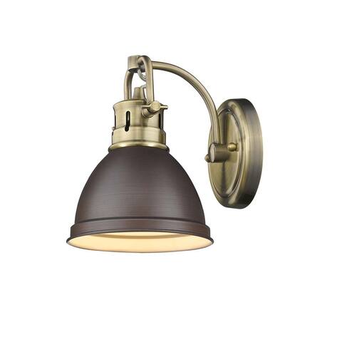 Golden Lighting Duncan Rubbed Bronze Shade and Aged Brass Steel 1-light Bath Vanity Light