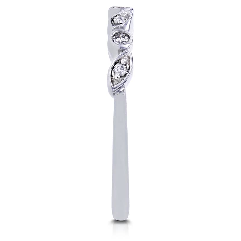 Annello by Kobelli 10k White Gold Stackable Diamond Ring