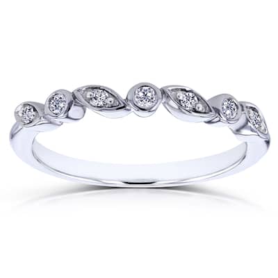 Annello by Kobelli 10k White Gold Stackable Diamond Ring