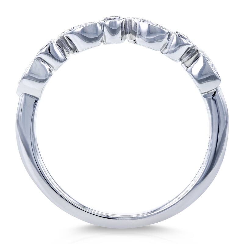 Annello by Kobelli 10k White Gold Stackable Diamond Ring