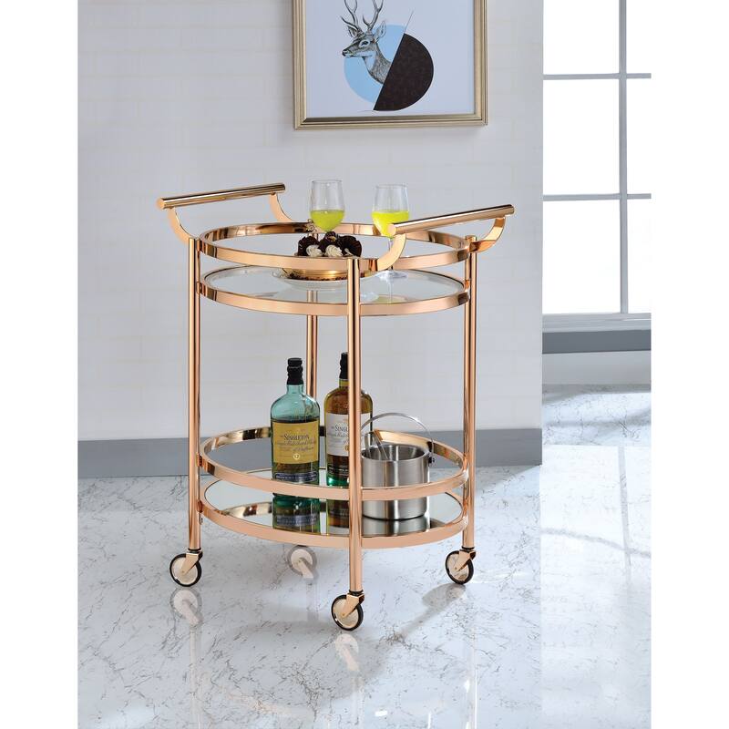 ACME Lakelyn Glass Serving Cart in Multicolor