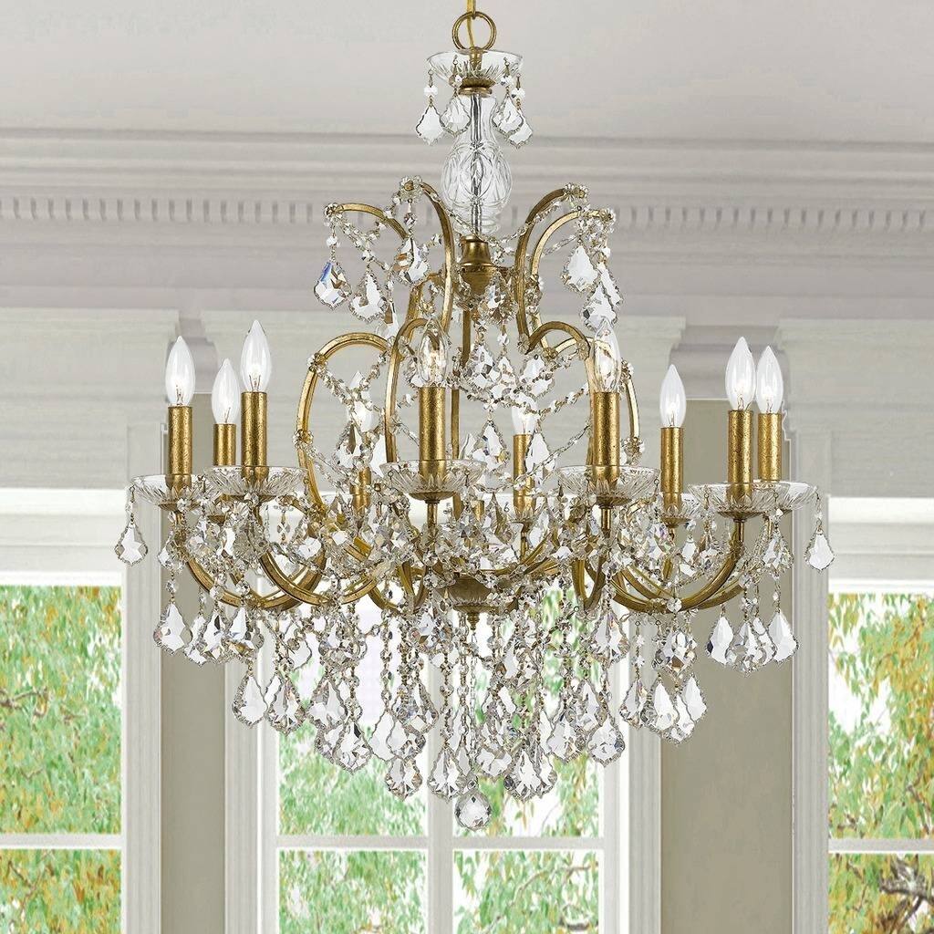 10-light Antique Gold/ Crystal Chandelier - Antique Gold
