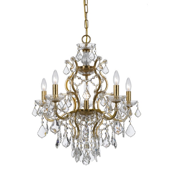 Crystorama Ore Collection 6 Light Antique Gold Swarovski Strass Crystorama Ore Collection 6 Light Antique Gold Swarovski Strass Crystal Chandelier
