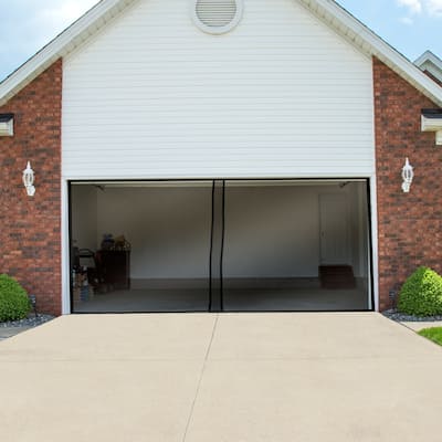 Pure Garden Two Car Garage Door Screen Curtain Black 202 x 90 inches