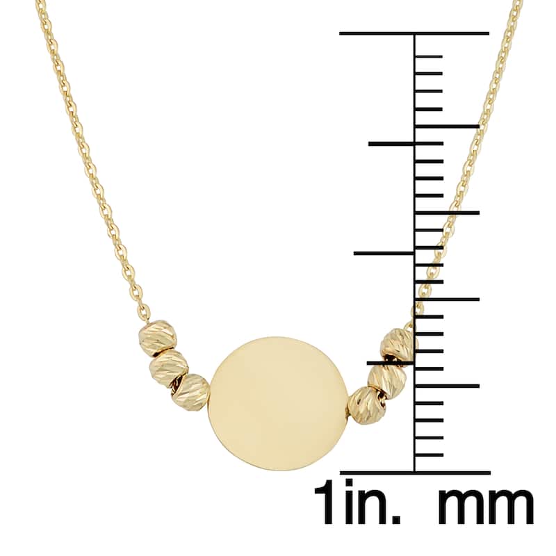 Fremada 14k Gold Round Disc and Diamond-cut Bead Adjustable Length Necklace (Yellow or Rose Gold)