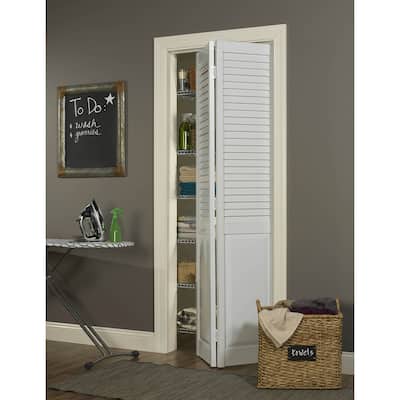 Seabrooke Louver over Panel White PVC 30-inch Bifold Door