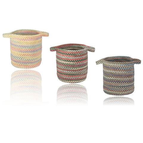 Multi-Color Braided Hamper w/Strap Handles 16x16x17