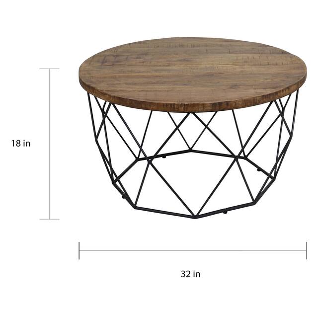 Chester Wood/Iron Geometric Hand-finished Coffee Table by Kosas Home - 18Hx32Wx32D