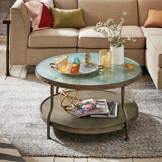 INK+IVY Cambridge Hammered Antique Silver Round Coffee Table - Bed Bath ...