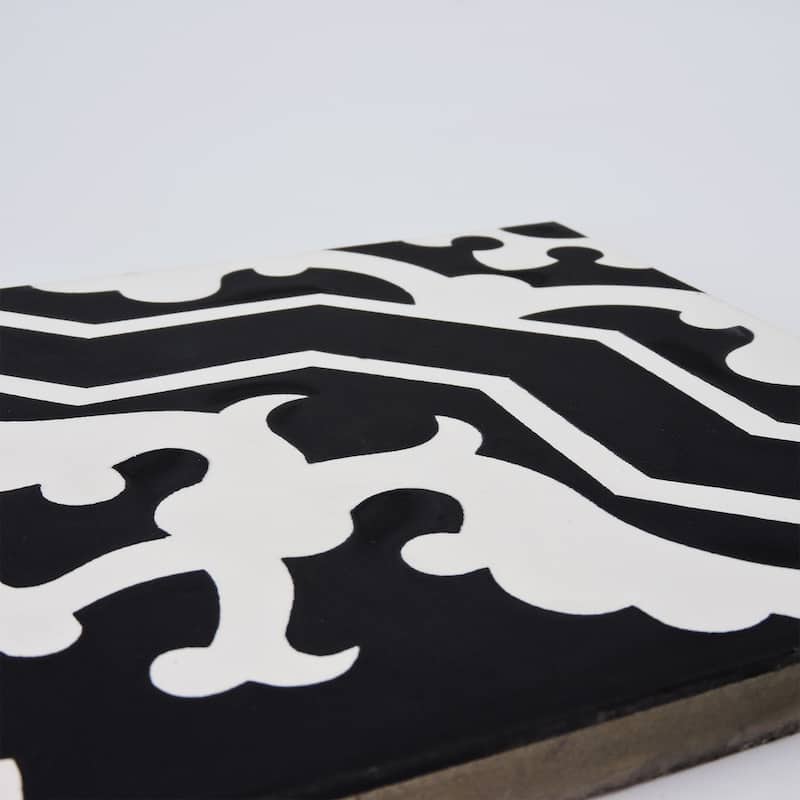 Handmade Temara in Black and White Tile, Pack of 12 (Morocco)