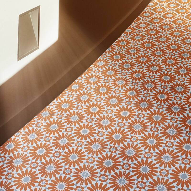 Handmade Alhambra Orange, Grey, White Tile, Pack of 12 (Morocco)