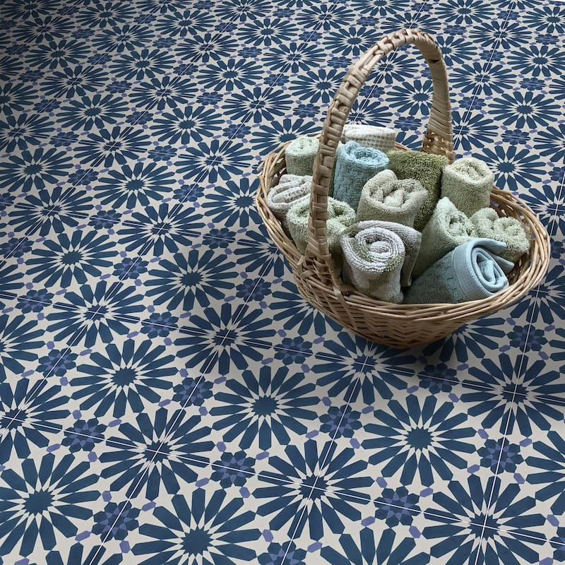 Handmade Alhambra in Navy Blue, Purple Tile, Pack of 12 (Morocco)