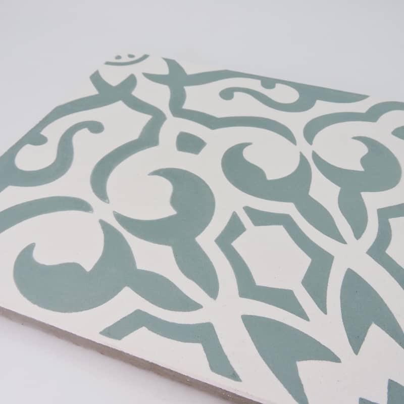 Handmade Atlas in Green and White Tile, Pack of 12 (Morocco)