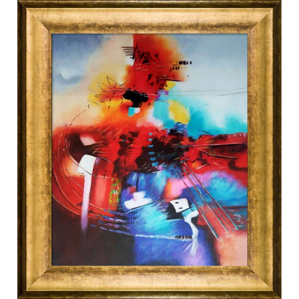 La Pastiche Celito Medeiros 'Abstract II' Hand Painted Framed Oil Reproduction on Canvas
