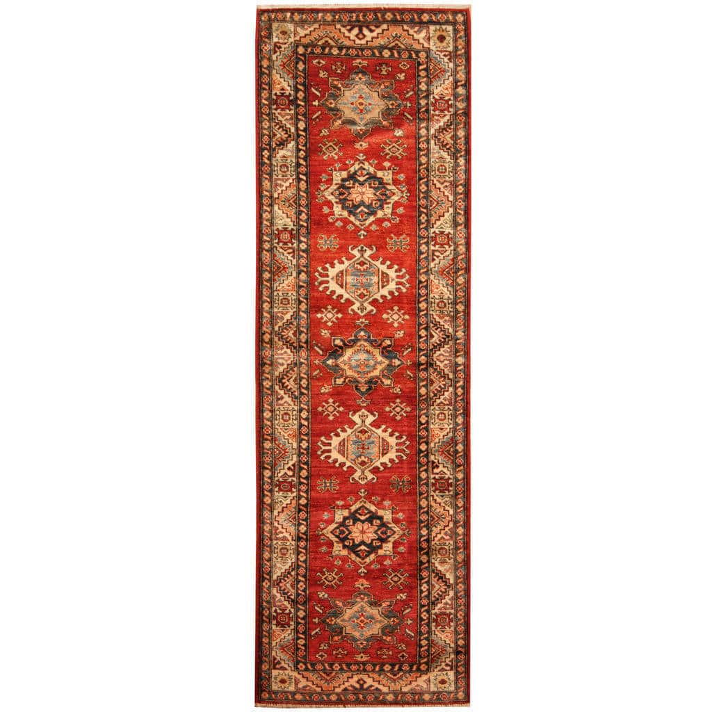 Handmade Herat Oriental Afghan Tribal Super Kazak Wool Runner (Afghanistan) - 2'8 x 8'8
