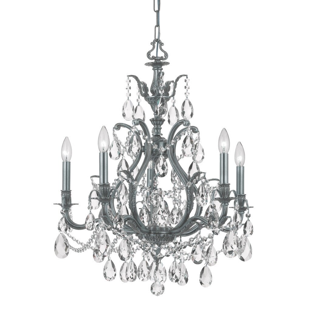 Crystorama Dawson Collection 5-light Pewter/Crystal Chandelier - Chandeliers For Bedrooms by Overstock.com