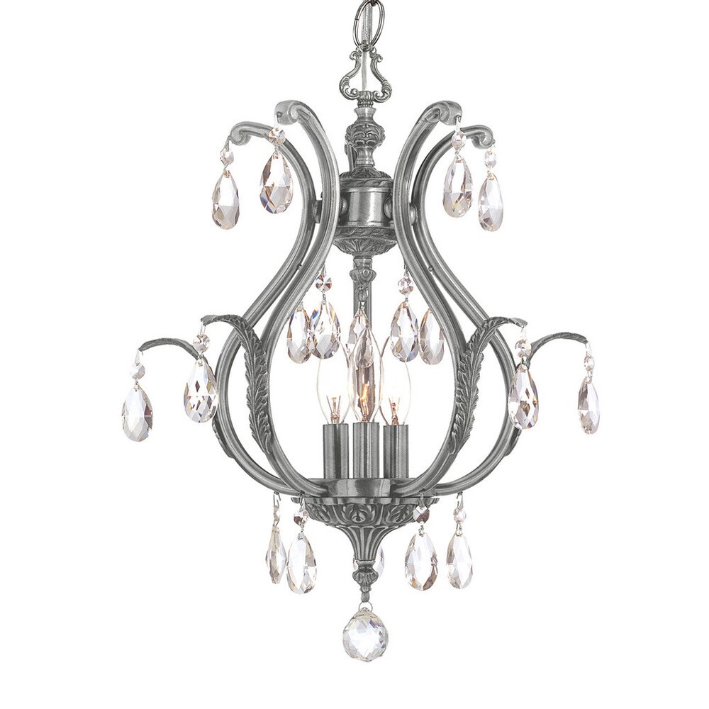 Dawson 3 light Antique Brass Swarovski Strass Crystal Mini Chandelier Dawson 3 light Antique Brass Swarovski Strass Crystal Mini Chandelier