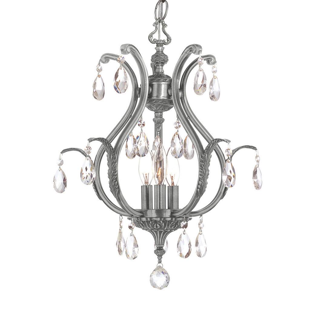 Crystorama Dawson Collection 3-light Pewter/Crystal Mini Chandelier - Chandeliers For Bedrooms by Overstock.com