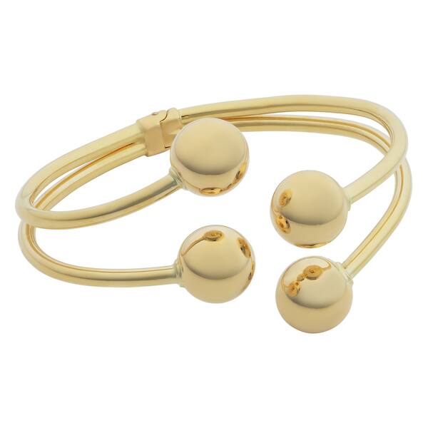 Shop Fremada Italian 18k Yellow Gold Double Ball End Hinged Bangle