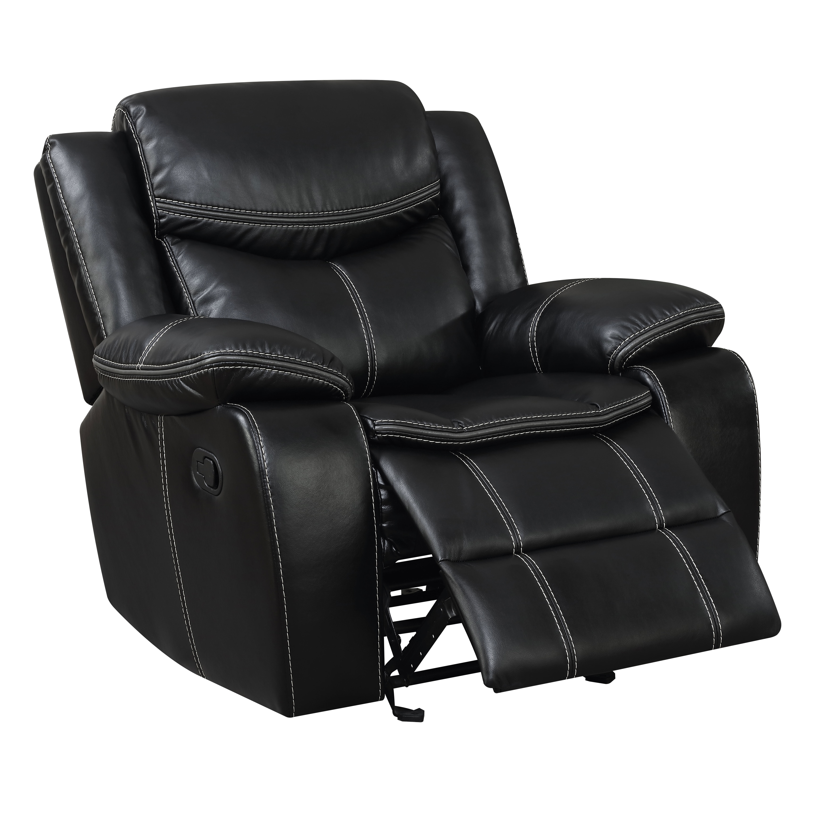 electric black leather recliner