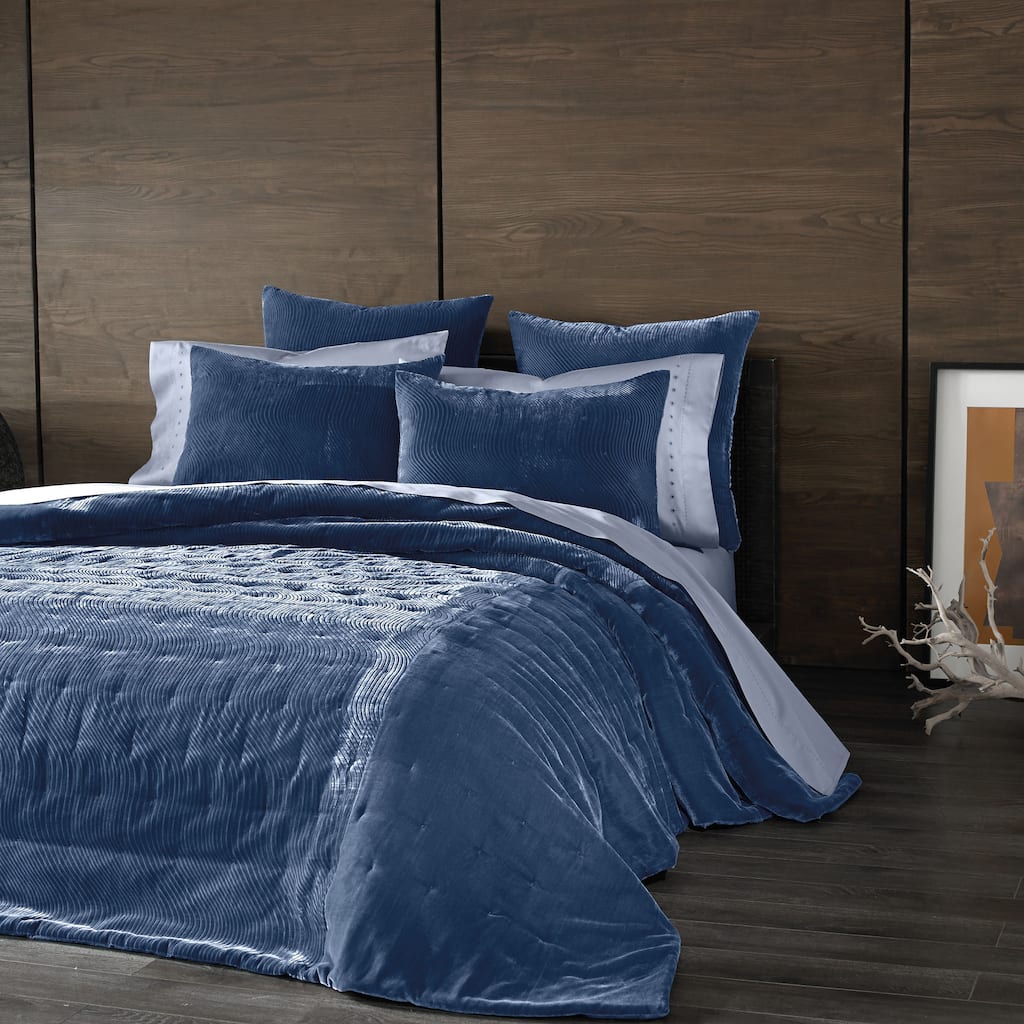 Kevin O'Brien Cirrus Periwinkle Velvet Coverlet
