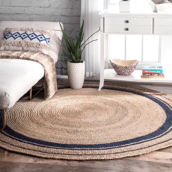 Oliver & James Cattelan Braided Blue Jute Area Rug - 8' Round