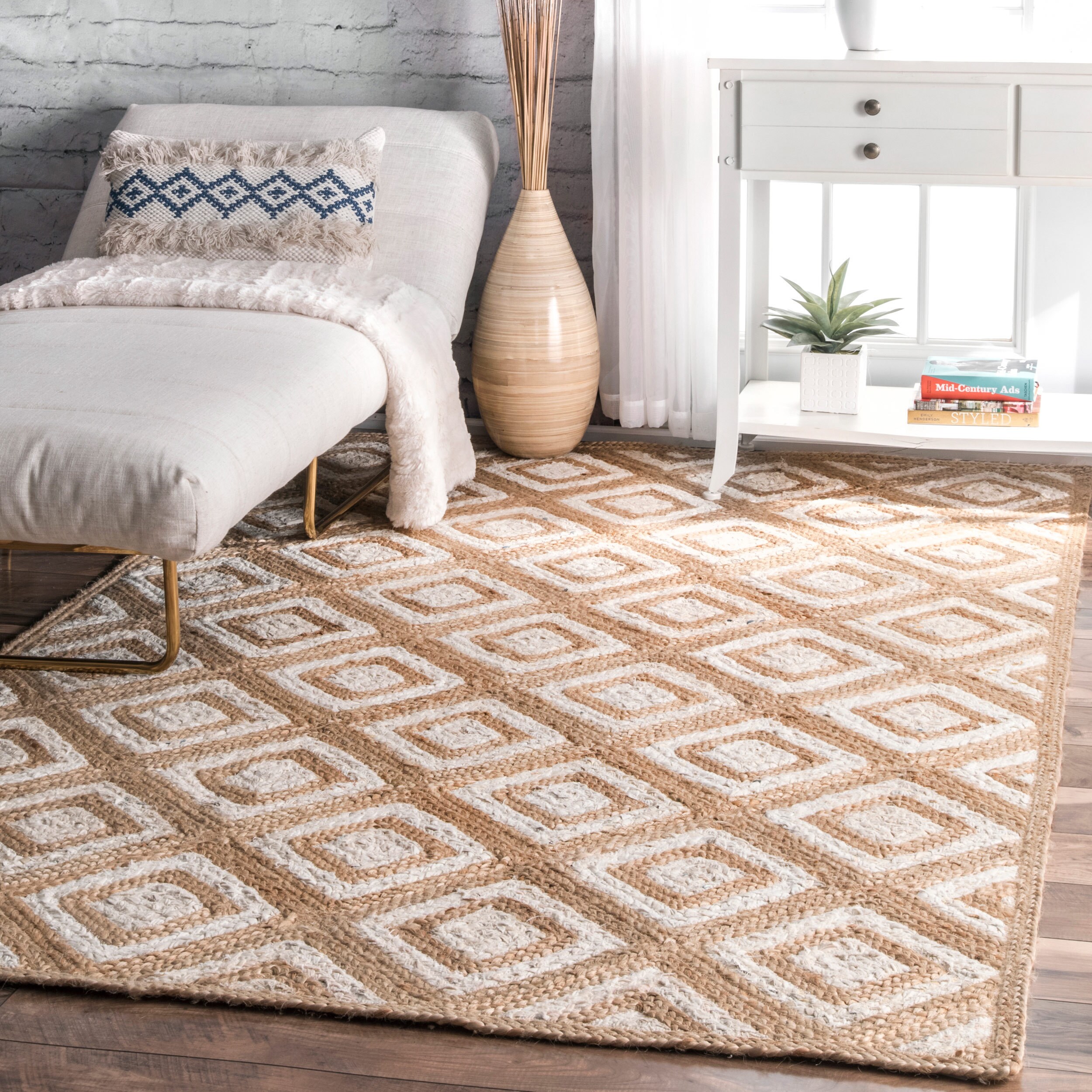 Shop nuLOOM Braided Natural Fiber Diamond Jute Bleached Rug (4' x 6